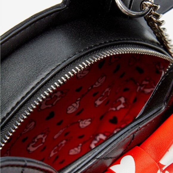 Loungefly Disney Minnie and Mickey Mouse Heart Shaped Crossbody - Picture 3 of 6